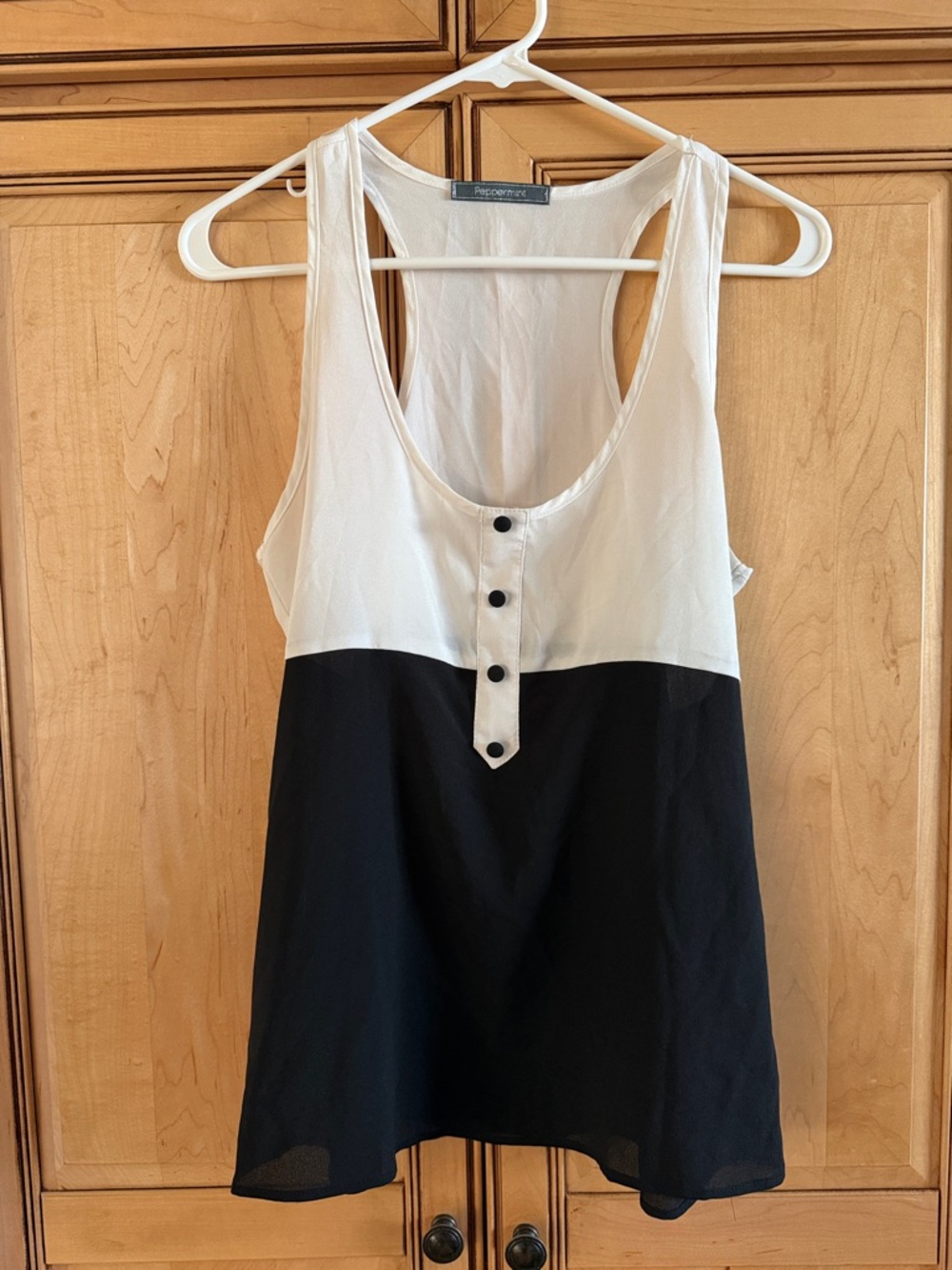 Peppermint Black and White Button-Front Tank